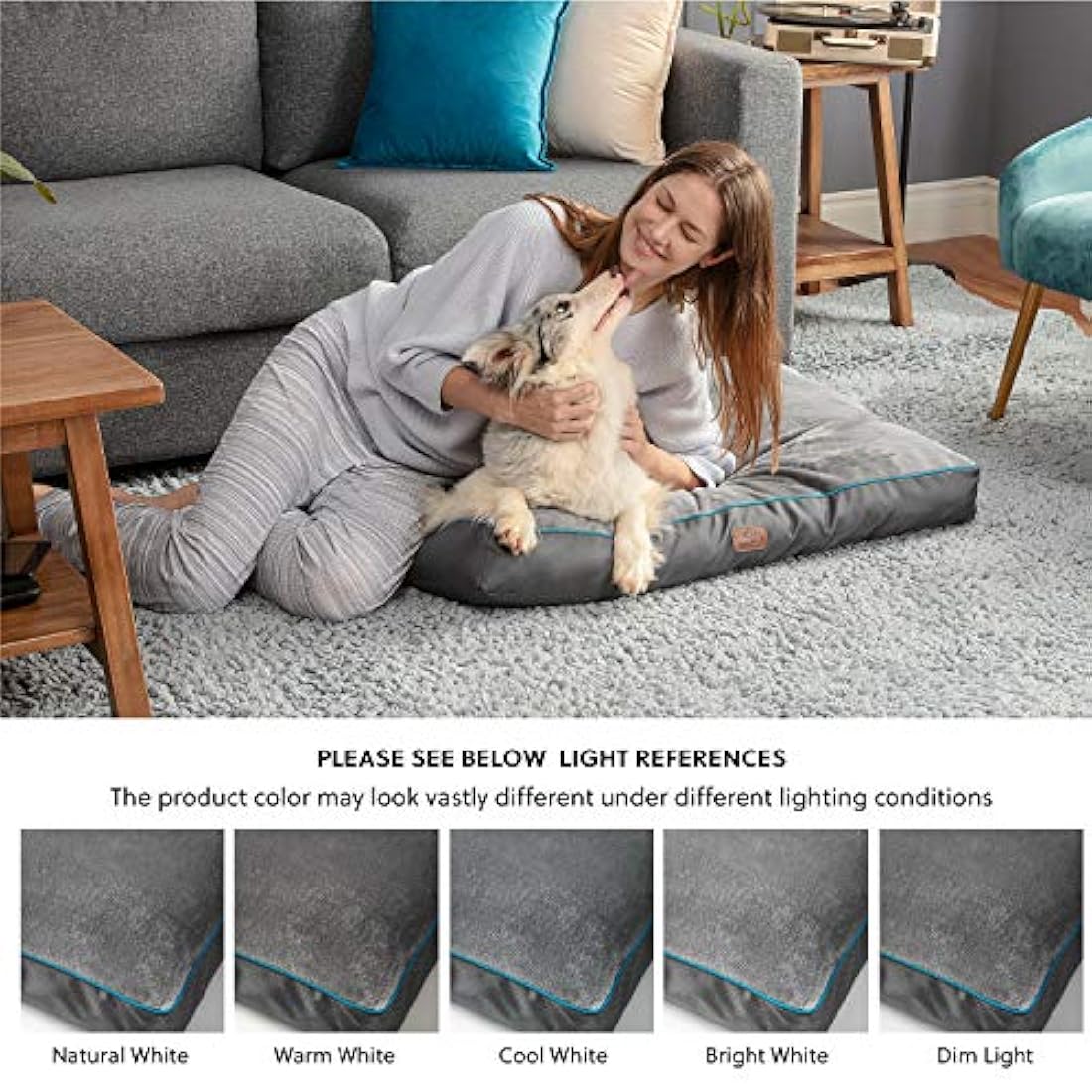 Almohadas impermeables para perro funda lavable gris/marrón