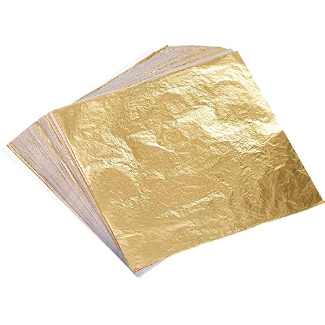 100 hojas imitación láminas de oro para decoración, arte, manualidades, tamaño 5.5 x 5.5 pulgadas, de Bememo