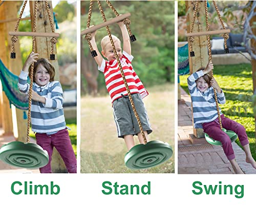 KINSPORY - Columpio de disco para niños, columpio de árbol para patio trasero, barras de mono de gimnasio, accesorios ajustables de altura de 7 pies, juego de columpios para exteriores