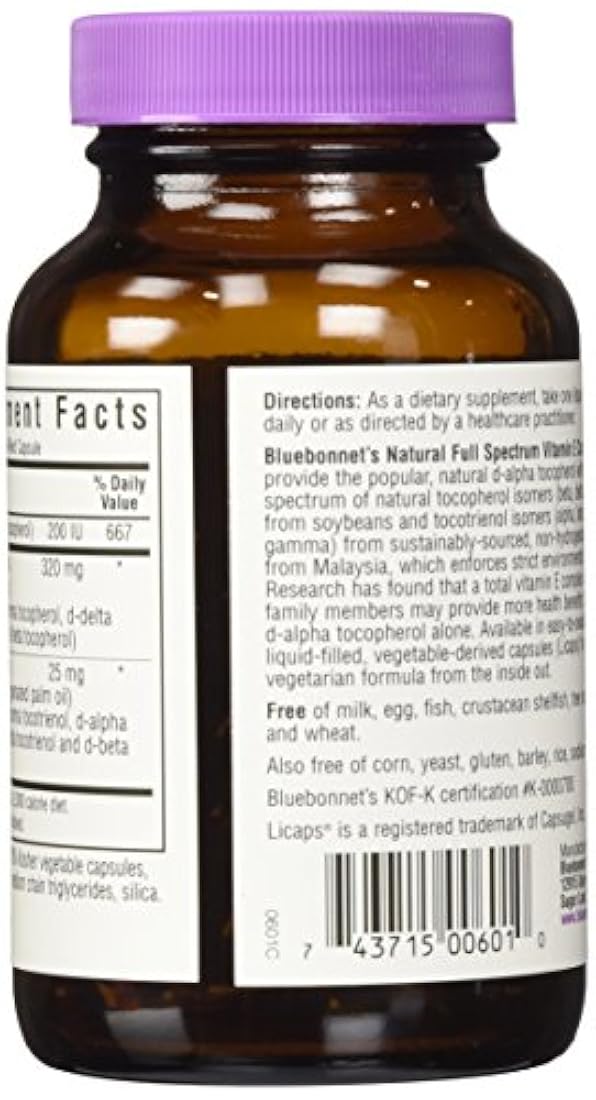Bluebonnet Natural Full Spectrum Vitamina E Complejo - 60 Licaps