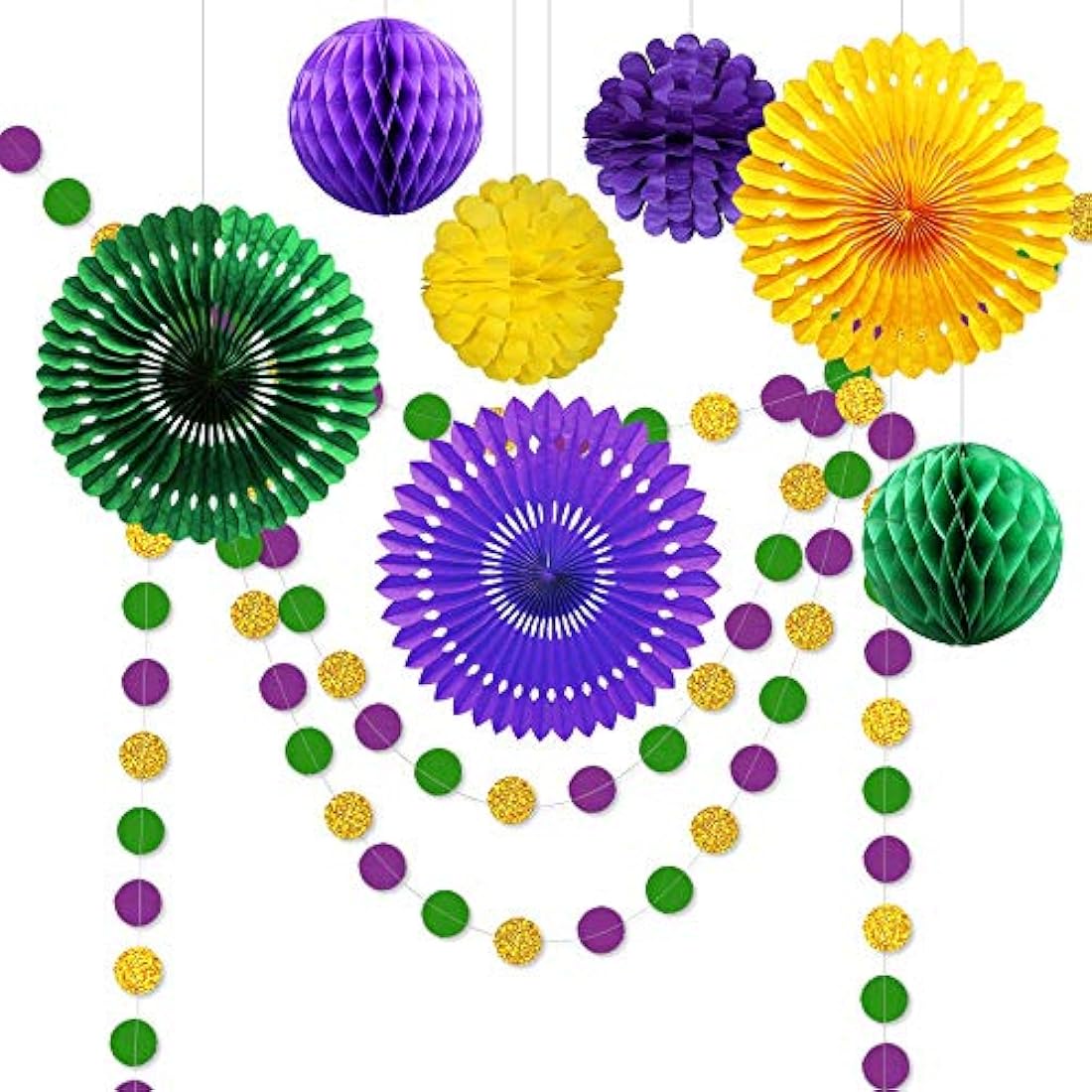 9 piezas doradas, moradas y verdes, decoraciones para centro