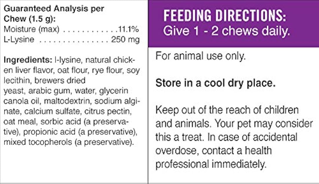 Suplemento lisina masticable apoyo inmunológico y respirato