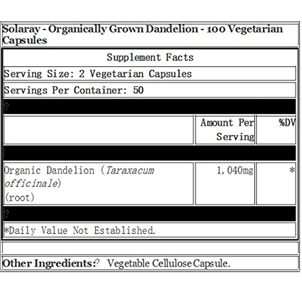 Suplementos Diente de león orgánico 100 Cápsulas