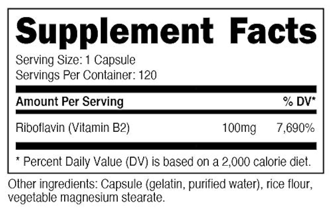 Nutricost Vitamina B2 (Riboflavina) 100 mg, 120 cápsulas – sin gluten y sin OMG