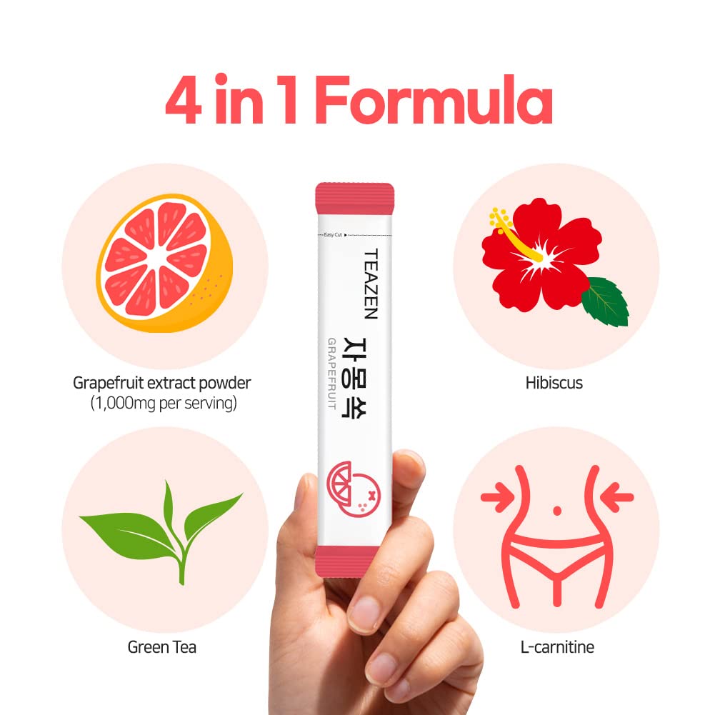 TEAZEN Té de Toronja Sin Azúcar, Hibisco y Verde, 10 Pks