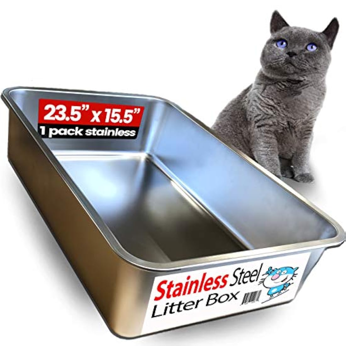 iPrimio Ultimate - Caja de arena de acero inoxidable para gatos, XL, nunca absorbe olores, manchas o óxido, sin residuos de construcción, fácil limpieza, diseñada por propietarios de gatos (1 sartén)