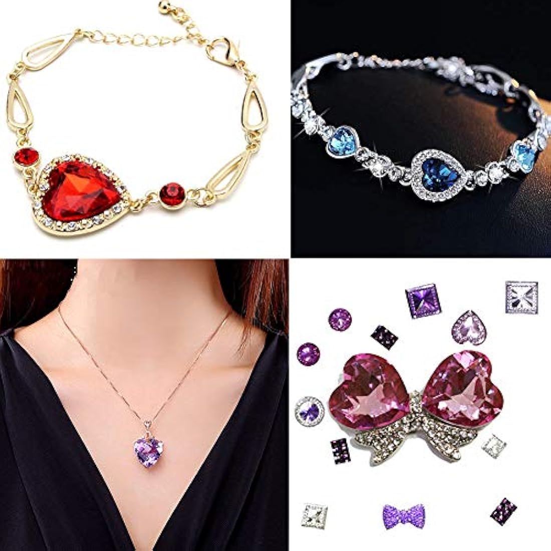 Cristales de estrás, 50 unidades, con forma de corazón