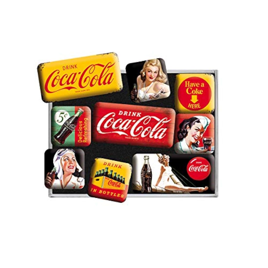Juego de 9 mini imanes para nevera Nostalgic-Art Coca-Cola