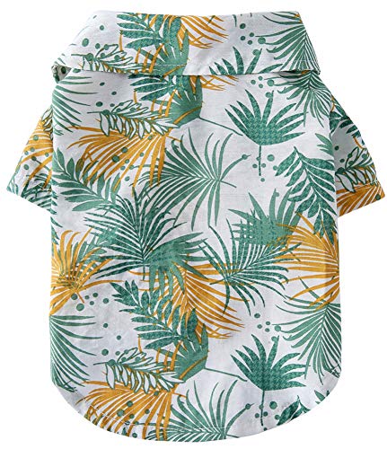 MaruPet Camisa hawaiana para perro NewStyle Summer Beach Chaleco de manga corta para mascotas Ropa de perro Top Floral Camiseta hawaiana Tops Chaquetas para perros pequeños razas gatos hojas XS