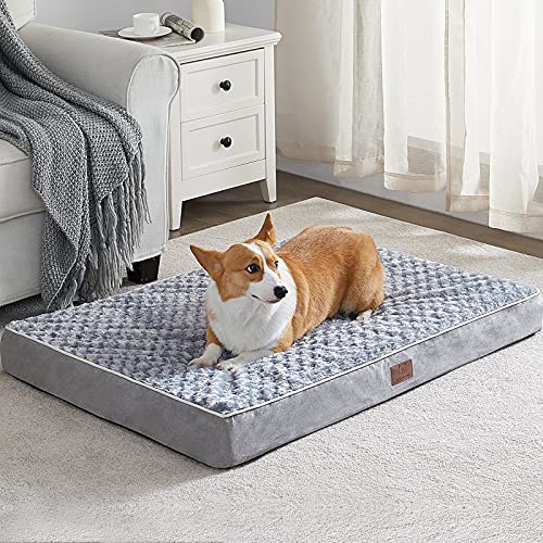 WNPETHOME Cama ortopédica grande para perro, cama para perros grandes con caja de espuma de huevo, cama para mascotas con suave felpa de rosa impermeable, funda de cama lavable extraíble