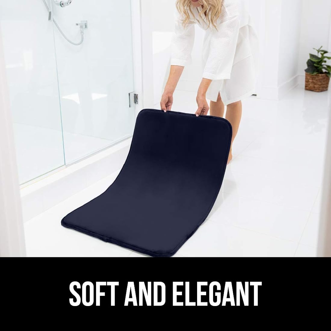 Alfombra de baño absorbente, lavable a máquina.