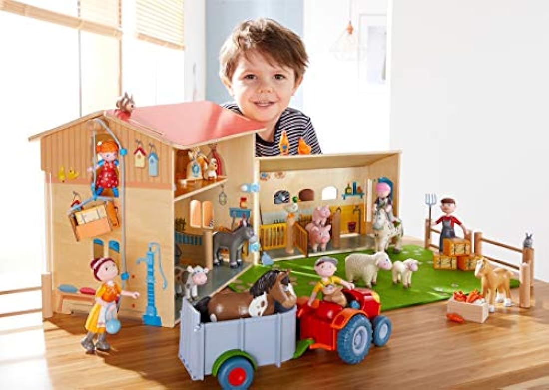 HABA Little Friends Tractor y remolque Juego de 2 piezas