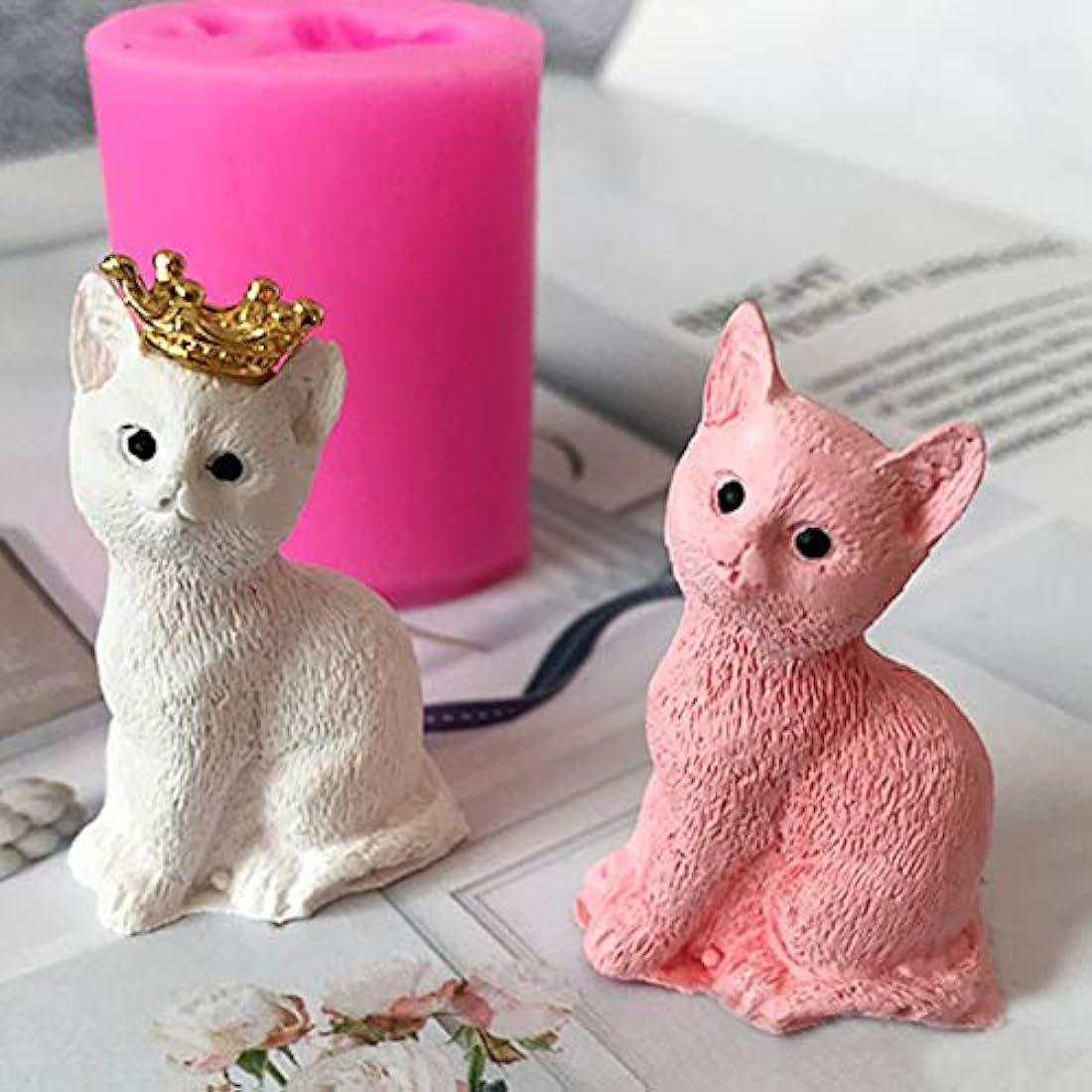 2 moldes de silicona para velas de gatito