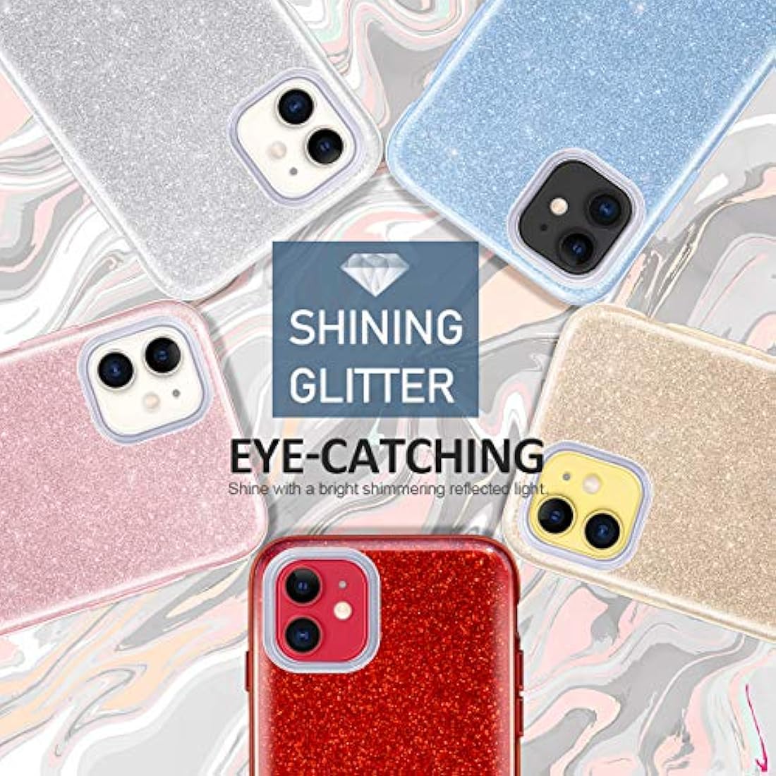 MATEPROX - Carcasa para iPhone 2019, diseños de brillantes