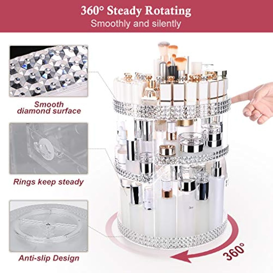 Organizador de maquillaje giratorio, organizador de perfume