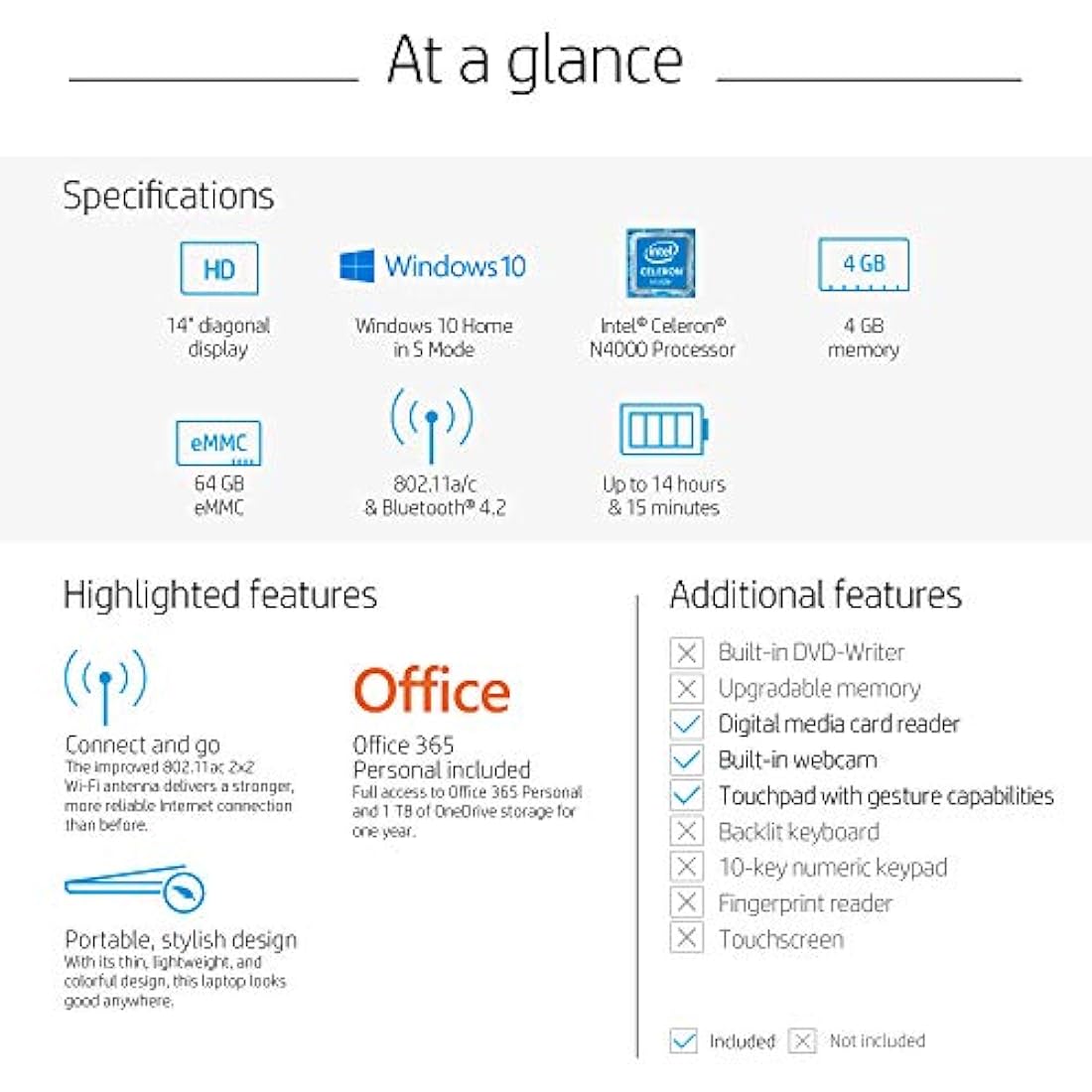 Computadora portátil HP Stream de 14 pulgadas, Intel Celeron