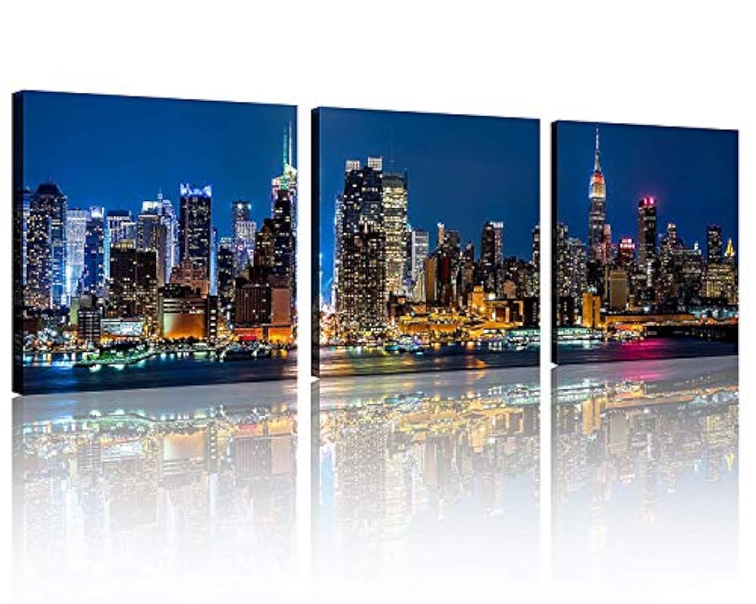 Cuadro de pared con diseño de ciudad de Nueva York en blanco