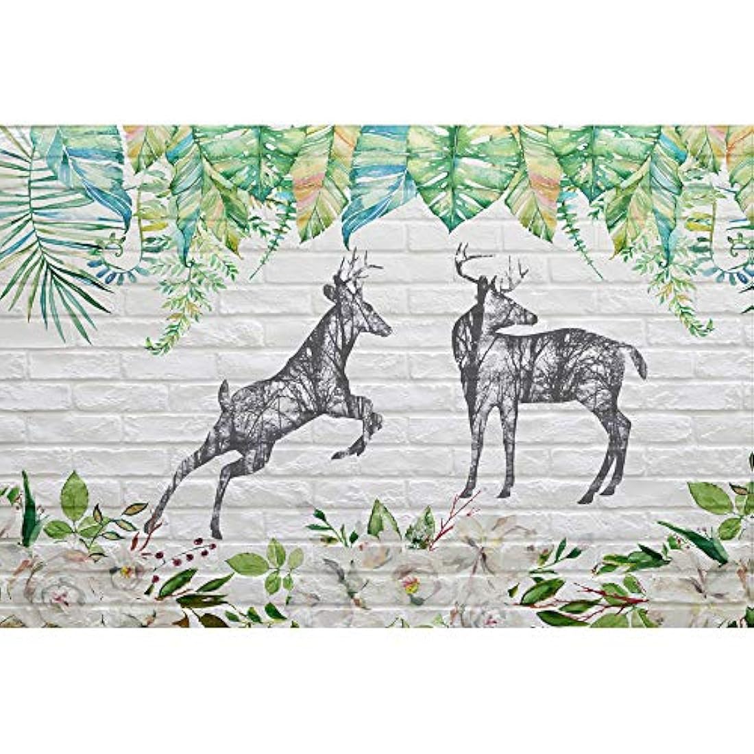 Mural de pared Ciervo elegante en fondo rústico de ladrillo