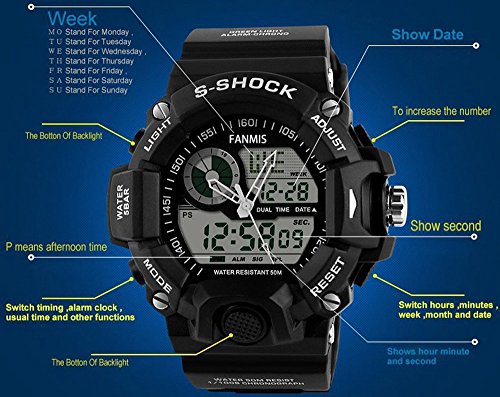 Relojes LED de pantalla analógica para hombre