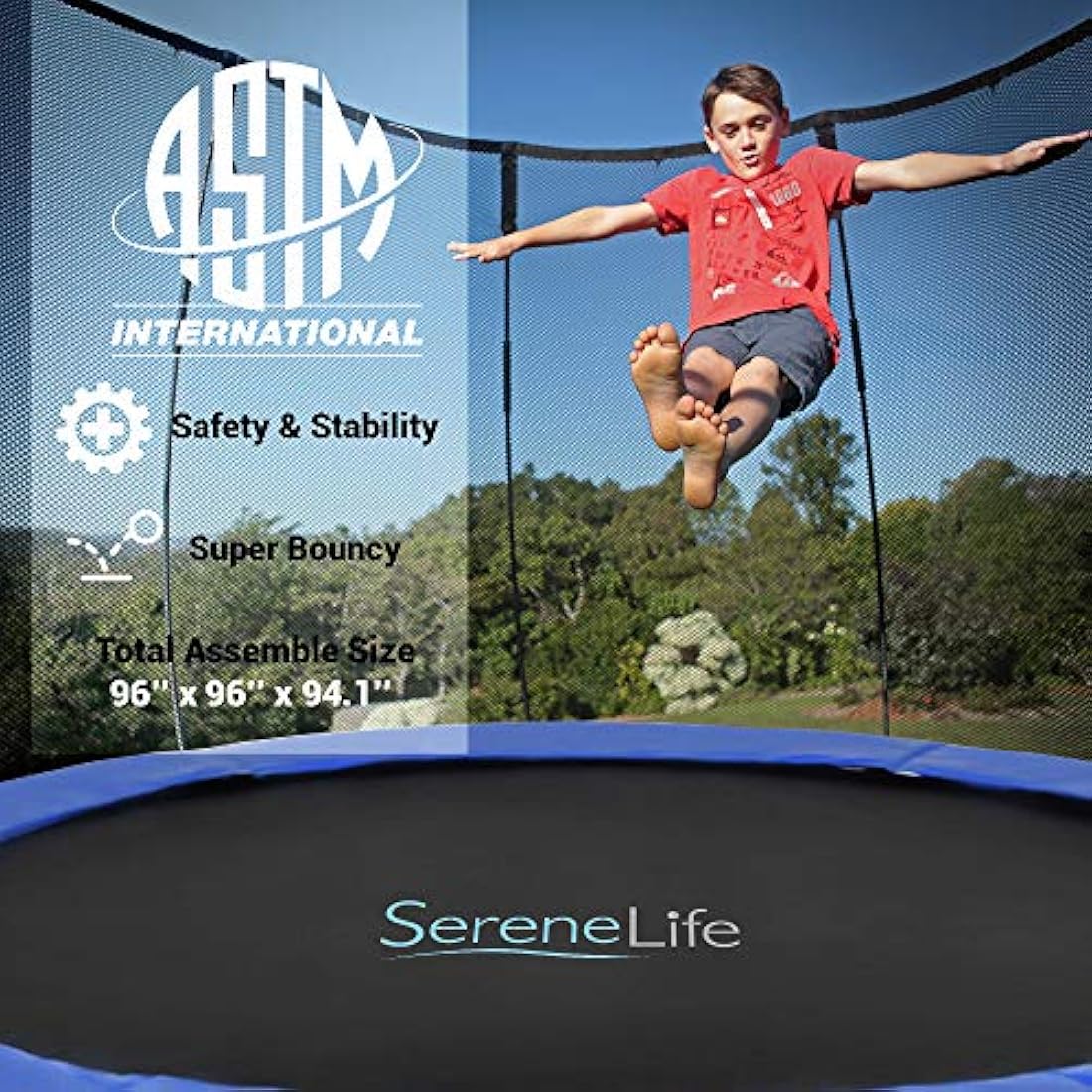 Trampolín deportivo para patio trasero SERENELIFE SLTRA8BL