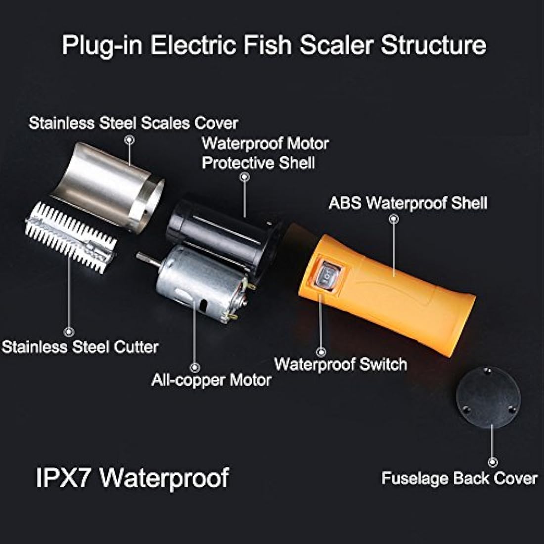 Kit de limpiador de escamas de pescado eléctrico con cable