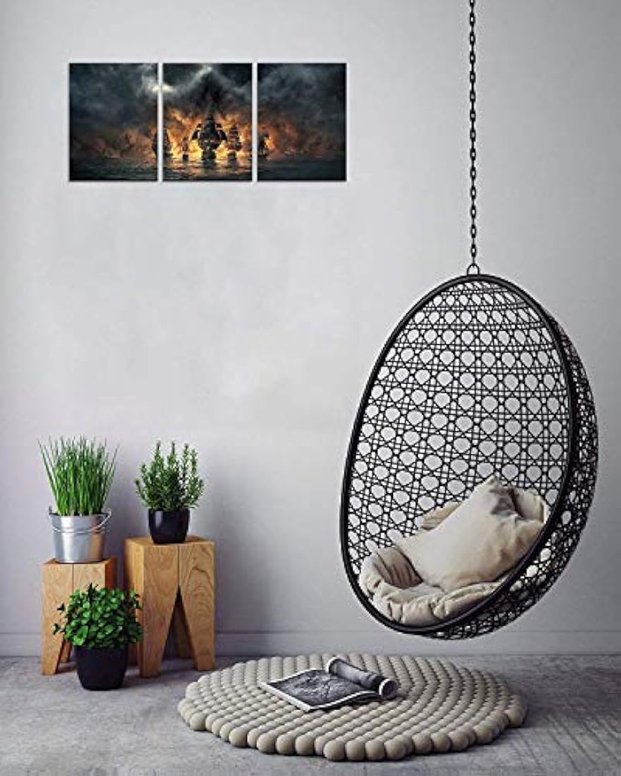 TutuBeer 3 paneles pirata barco decoración lienzo impresión