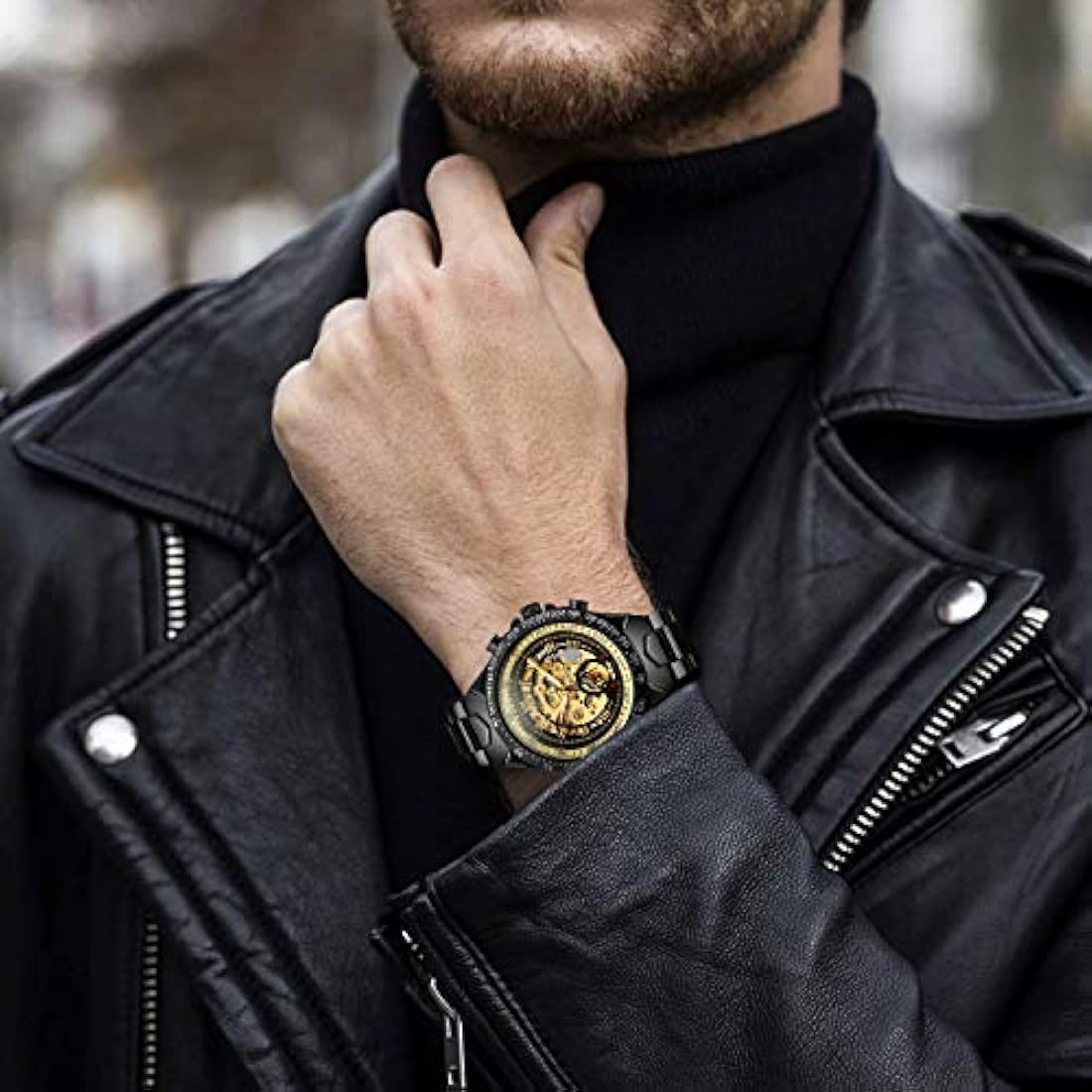 Reloj de pulsera mecánico con diseño de esqueleto Steampunk