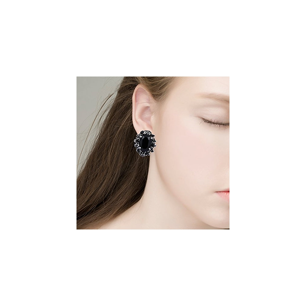 Aretes de clip ovalados estilo victoriano con diseño