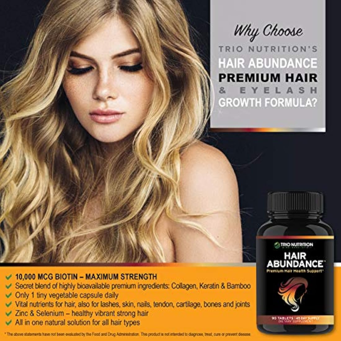 Vitamina para el crecimiento del cabello 10.000 mcg 30 caps.