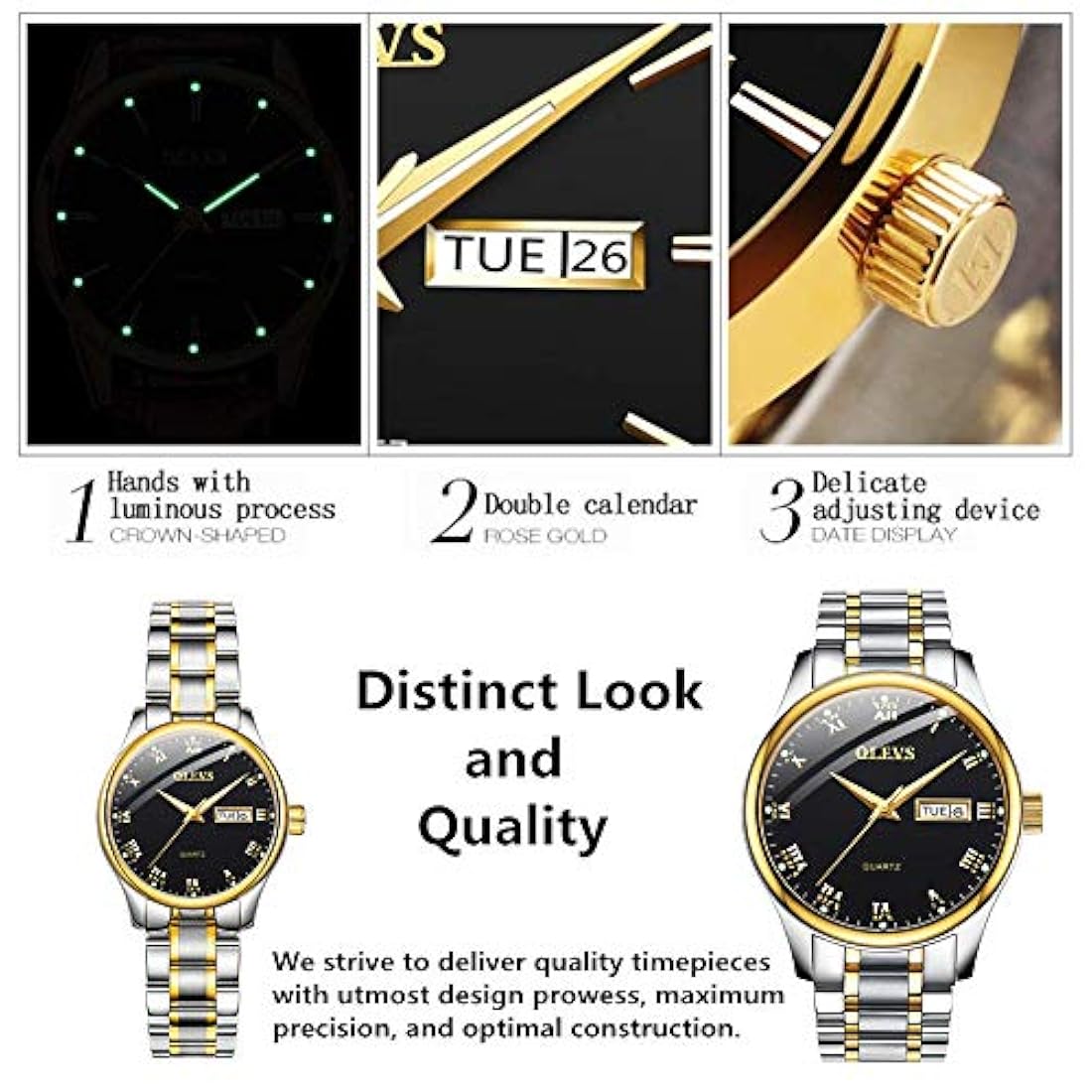 OLEVS - Reloj de pulsera analógico de cuarzo para mujer