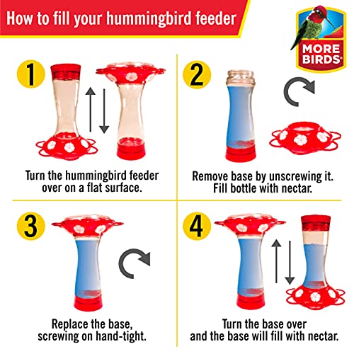 More Birds - Comedero de colibrí con diseño de rubí, Rubí, Rojo Rubí