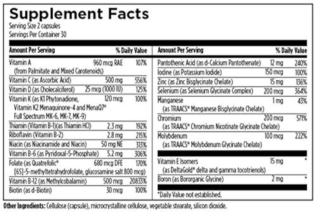 Suplemento multivitamínico para adultos sin hierro