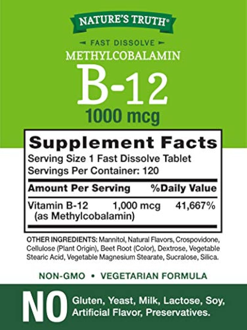 Nt VIT B-12 1000mcg Methy Size 120ct Nt Vitamina B-12 1000mcg Nehyl Disolver Rápido Pestañas 120ct