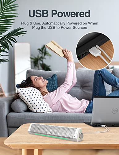 Parlantes para computador, barra de sonido RGB dinámica, estéreo HiFi con Bluetooth 5.0 y conexión auxiliar de 3.5mm, alimentados por USB, para computador de escritorio, monitor, portátil