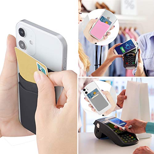 Funda para teléfono móvil SS con tarjetero de silicona, con bolsillos dobles compatibles con iPhone, Android, Samsung Galaxy 3 Pack
