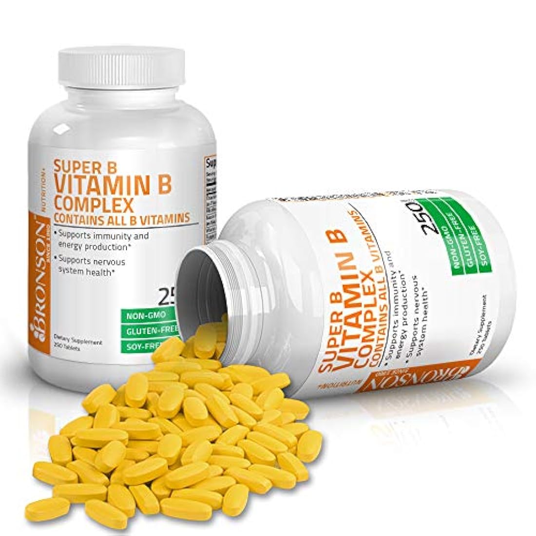 Bronson Labs: Super Vitamina B Complex (Vitamina B2, B3, B6, B9 – Ácido Fólico, B12), 1