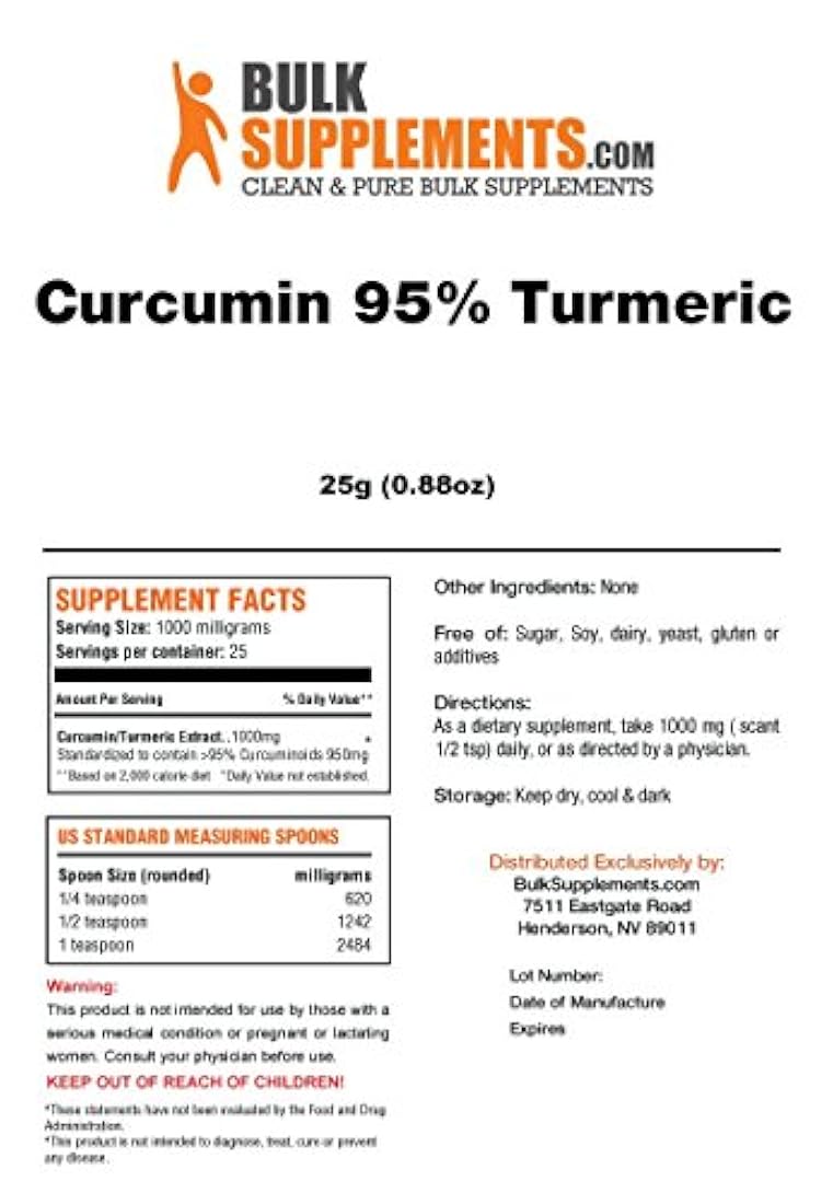 Extracto de cúrcuma en polvora, 95% natural, 1