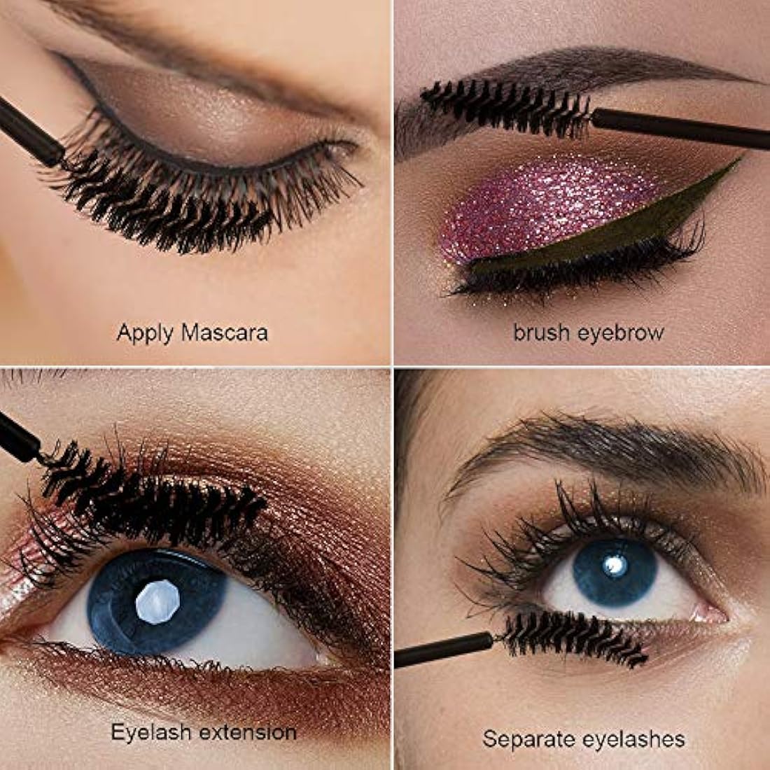 Aplicadores de maquillaje desechables, Teenitor 100 unidades de lápiz labial aplicador varitas y 100 unidades de pestañas pestañas pestañas brillo labial probador de labios pestañas cepillo de maquillaje de Halloween