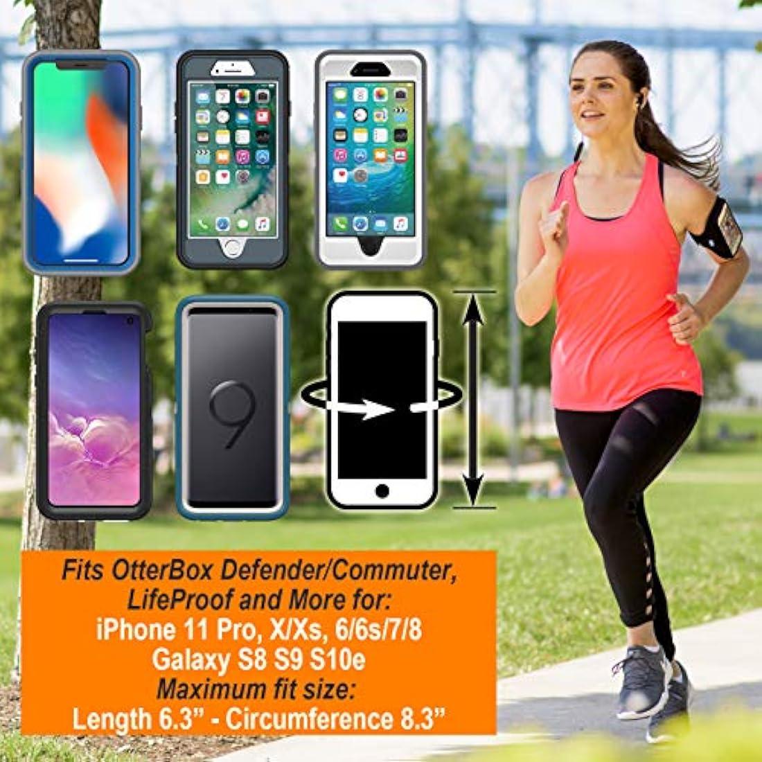 Brazalete con funda grande para correr y trabajar fuera