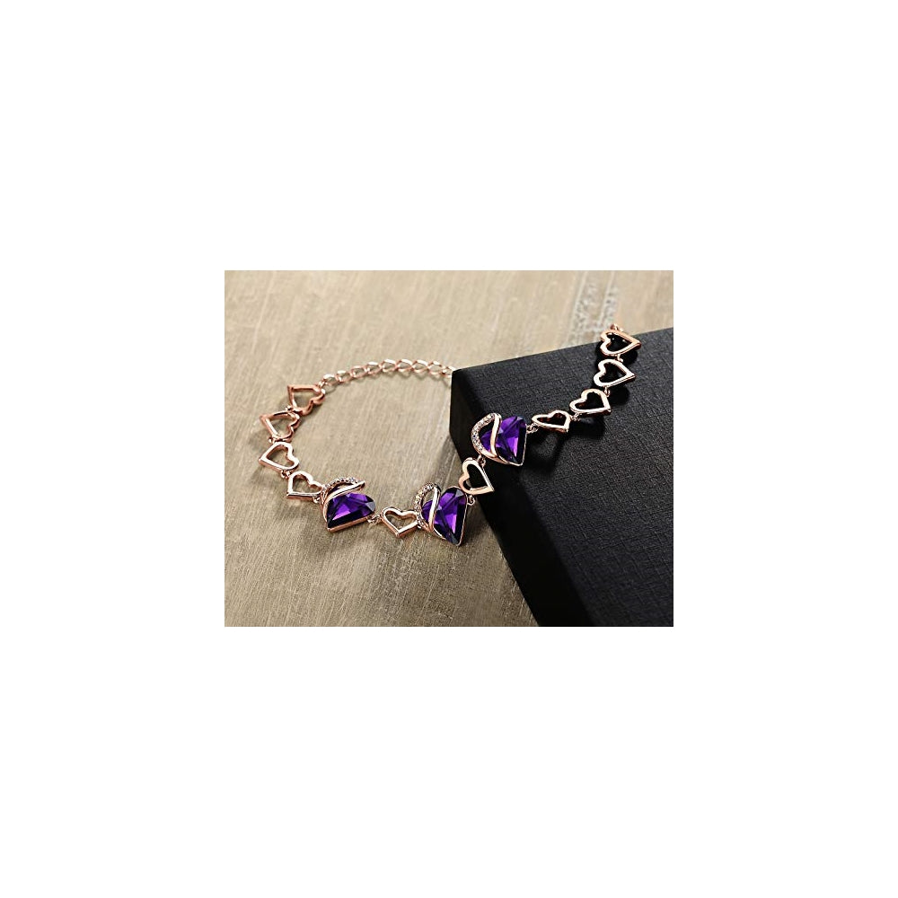 Pulseras chapada en oro rosa de 18 quilates con corazón