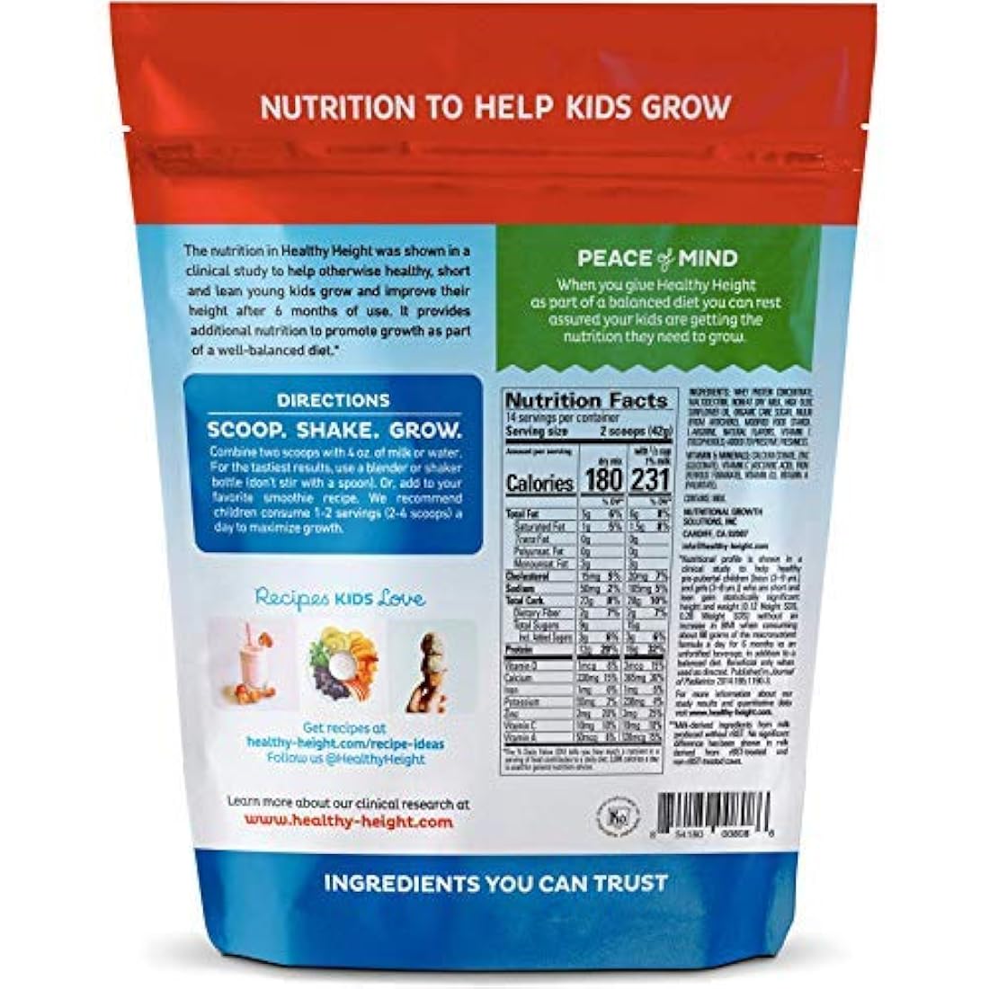 Mezcla de batidos nutricional de proteínas para niños