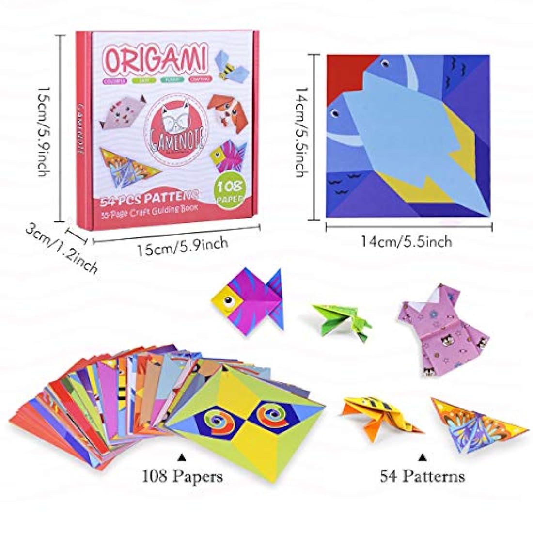 Gamenote Kit de origami colorido para niños