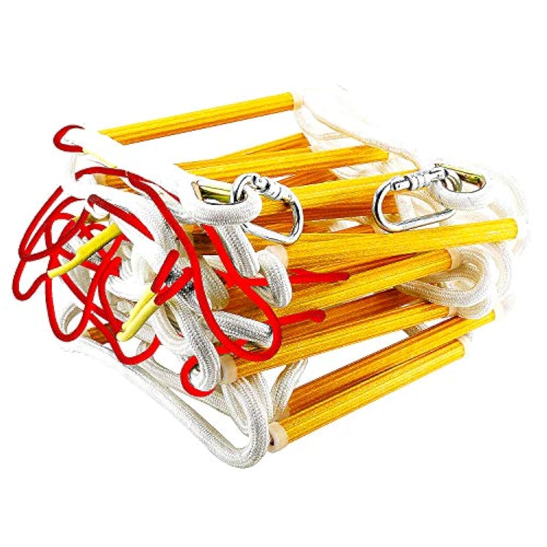 ISOP escalera de emergencia para fuego, 32.8 ft, resistente al fuego, escalera de cuerda de seguridad con cable de seguridad y cinturón de seguridad, reutilizable, capacidad de peso de hasta 2000 libras