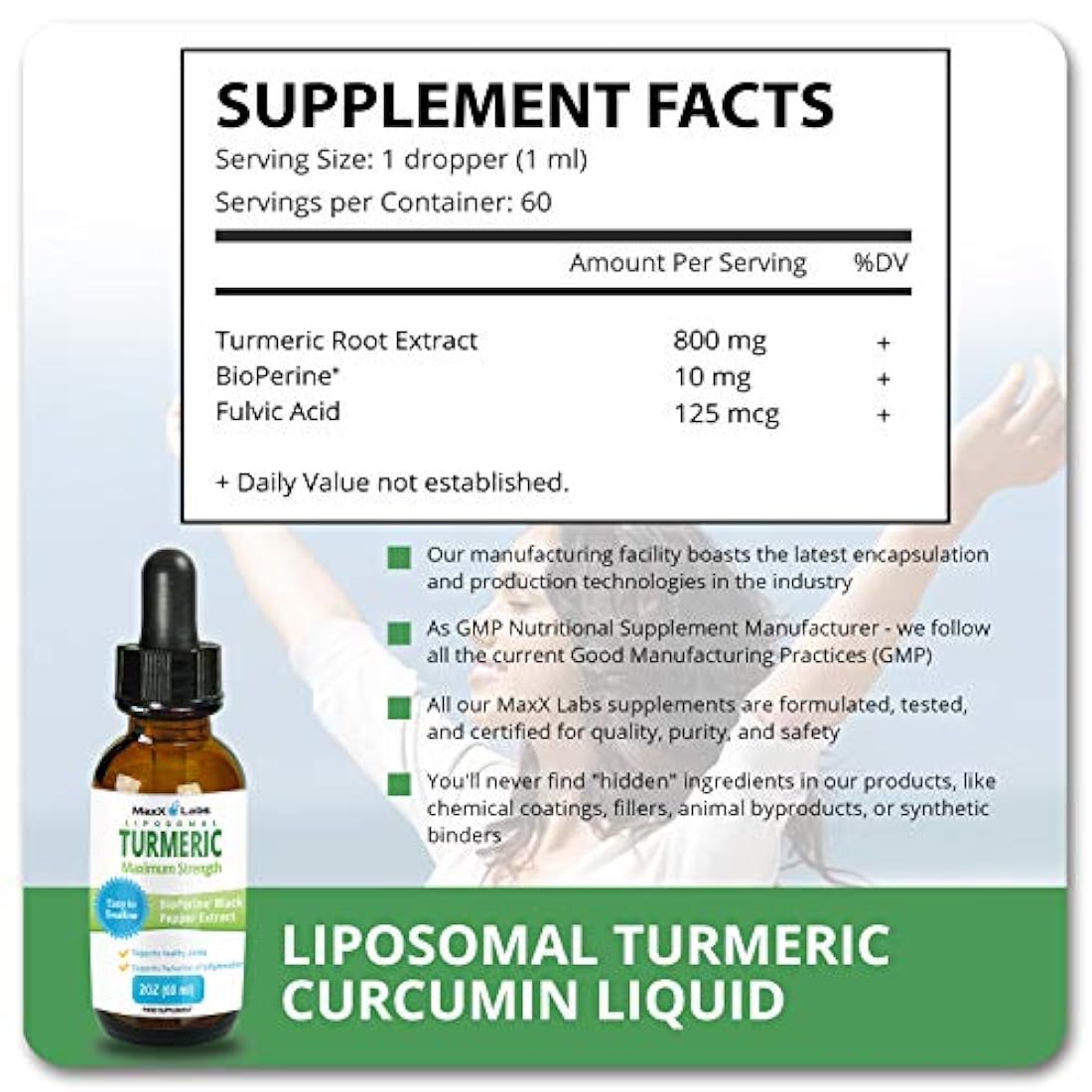 Gotas tuméricas liposomales con extracto de pimienta