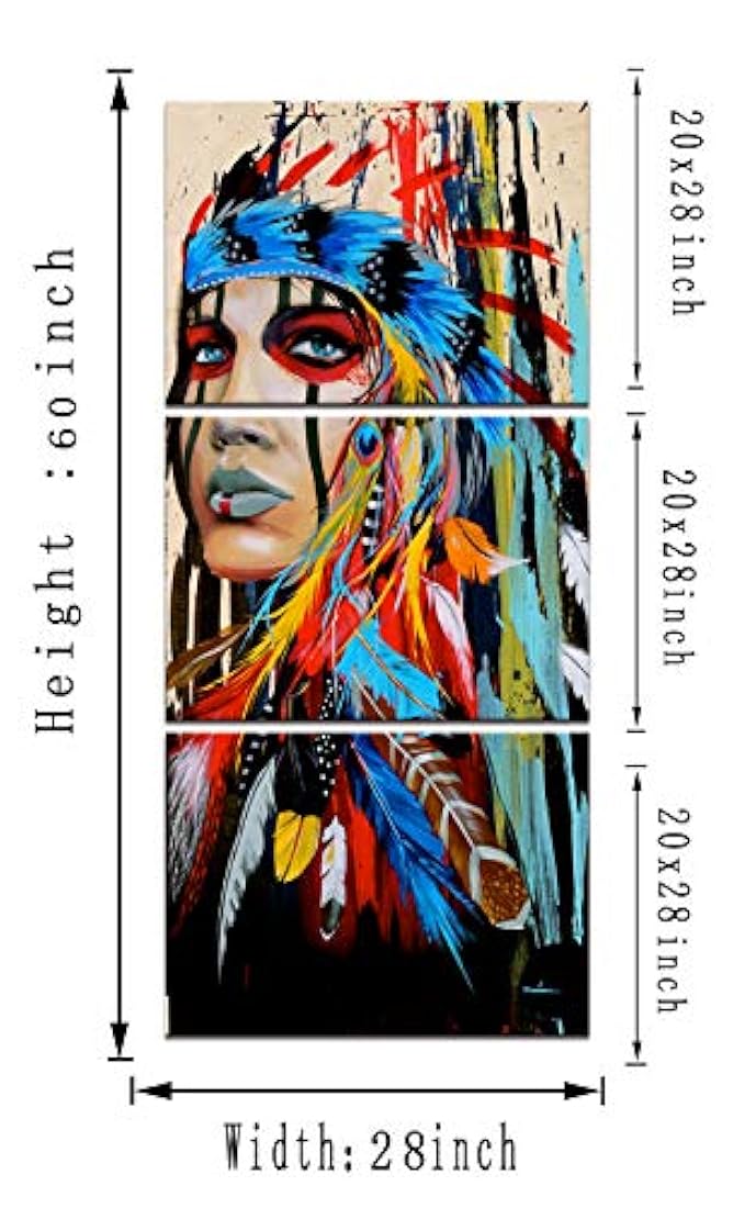 Yatsen Bridge Wolf - Pintura india americana 3 piezas