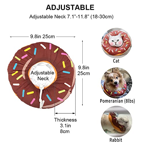 Amakunft - Collar ajustable para gato para recuperación de una cirugía, lindo cono protector para curación de heridas, en forma de tostada, estilo isabelino, con borde suave