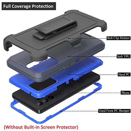 Funda compatible con Samsung Galaxy A53 5G, con clip para cinturón, resistente, resistente a los golpes, protección de cuerpo completo, con función atril, para Samsung Galaxy A53 5G (azul)