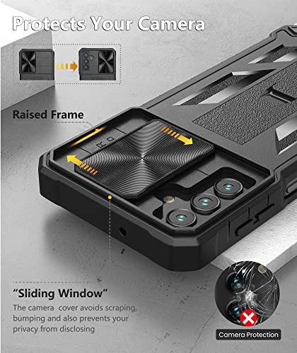 Funda para Samsung Galaxy A13 5G: protección de grado militar a prueba de caídas, resistente protección A13 5G con clip para cinturón, soporte y deslizante, diseño de parachoques texturizado mate de TPU a prueba de golpes, color negro