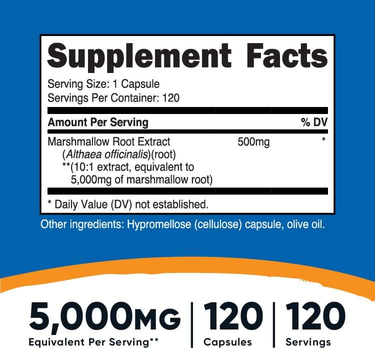 Suplemento Nutricost Raíz de malvavisco de 500 mg, 120 cáp