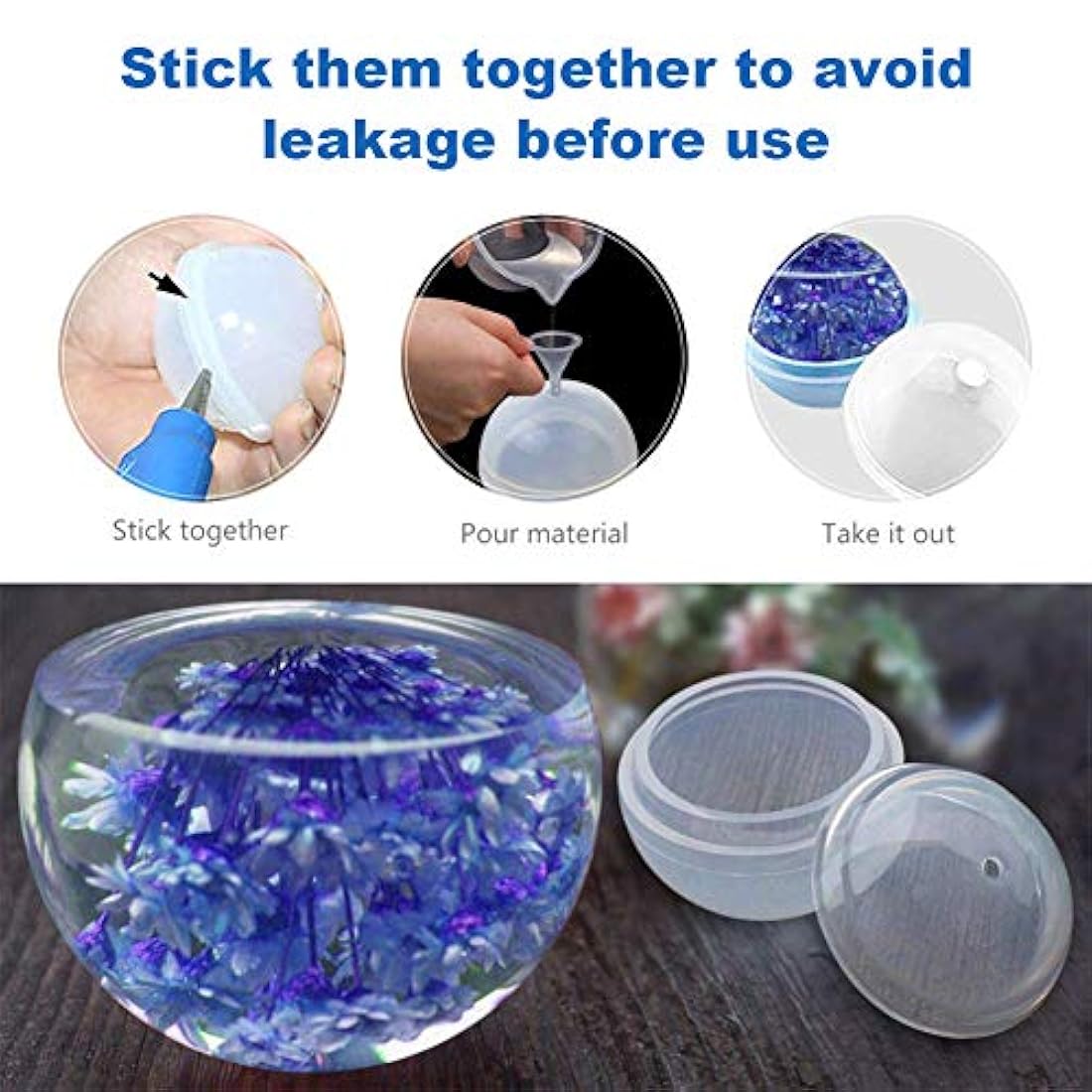 EuTengHao - Juego de 18 moldes de silicona para moldeo de resina, incluye 6 moldes de resina de fundición, moldes grandes de silicona transparente, 2 tazas de medición, 10 palos de madera para decoración del hogar